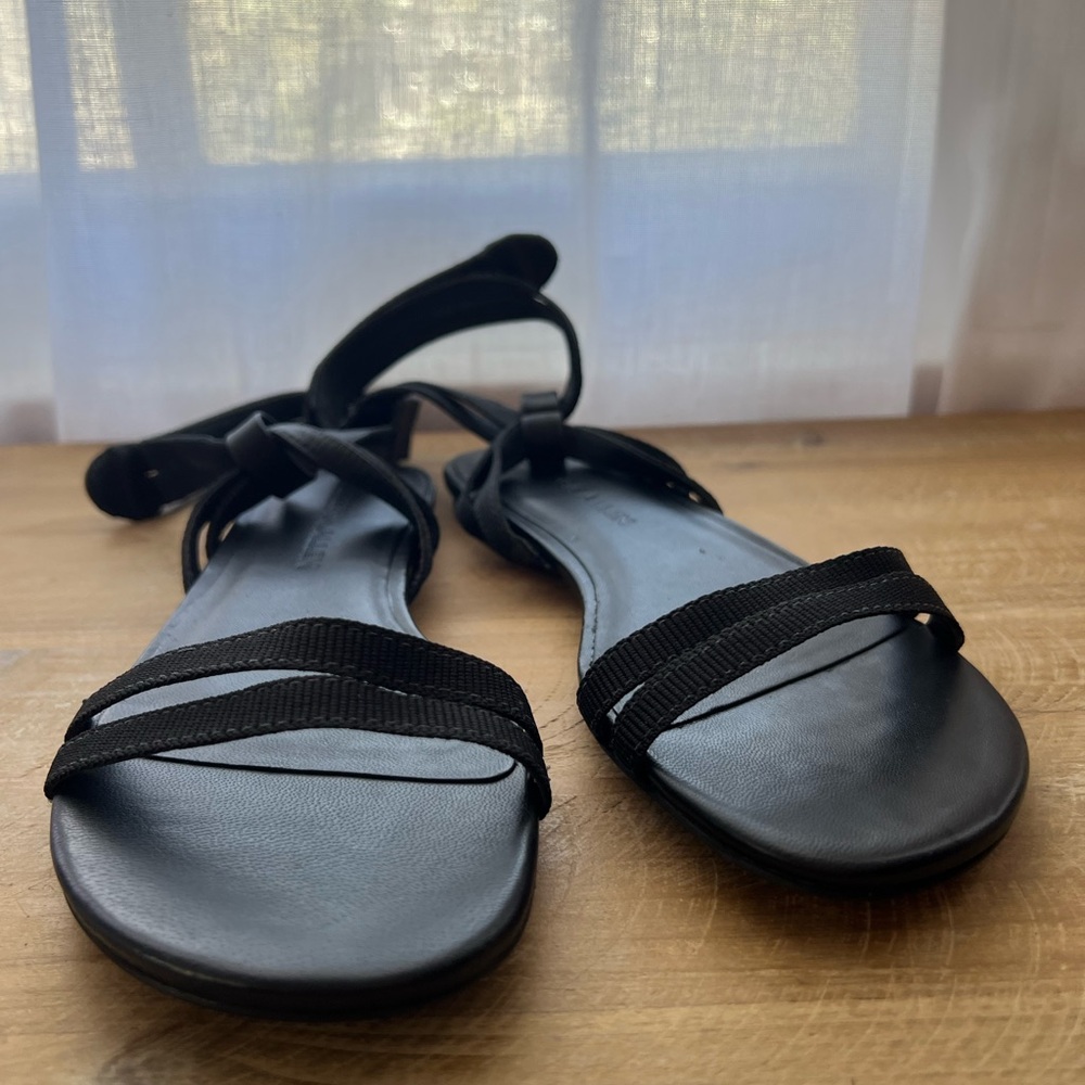 Rebecca Allen Citrine Black The Flat Two Strap Sandals Size 6 New - Picture 3 of 8